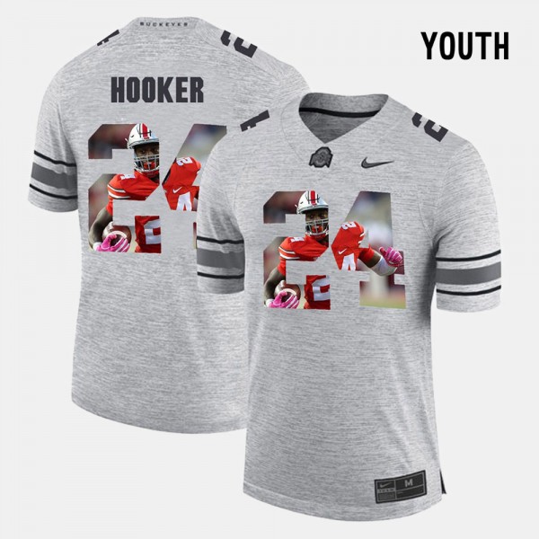 Ohio State Buckeyes Malik Hooker Youth #24 Gray Pictorial Gridiron Fashion College Football Jersey 2404MWSA4